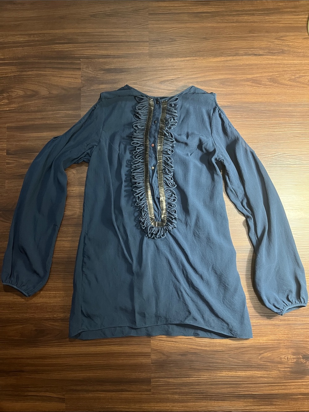 Rohit Gandhi & Rahul Khann Intricate Cold Shoulder Navy Blouse